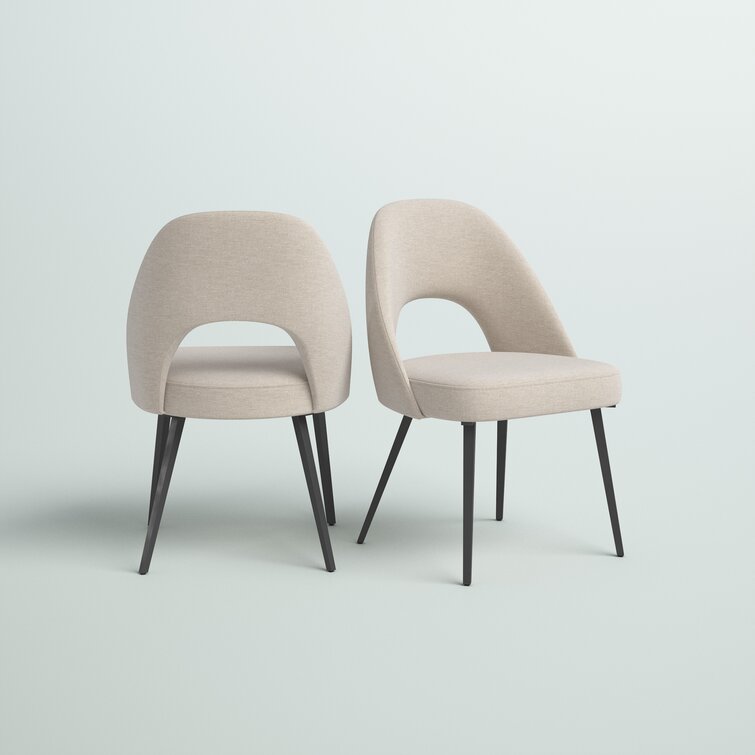 Etna Upholstered Side Chair Set of 2 - Black and Beige