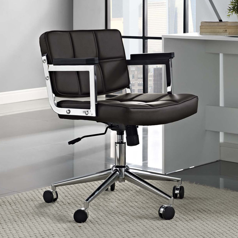 Chaise de bureau rembourrée Portray, Brun