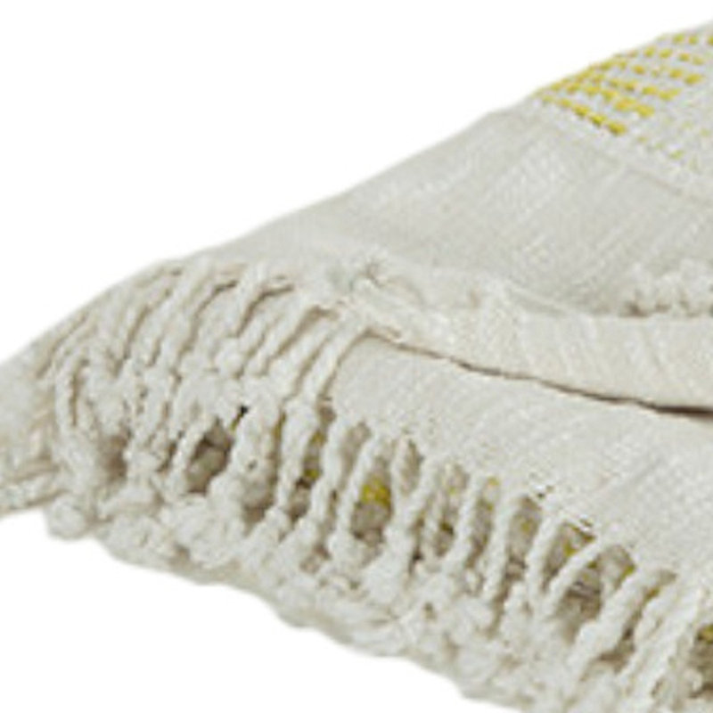 Jeté en coton tissé jaune