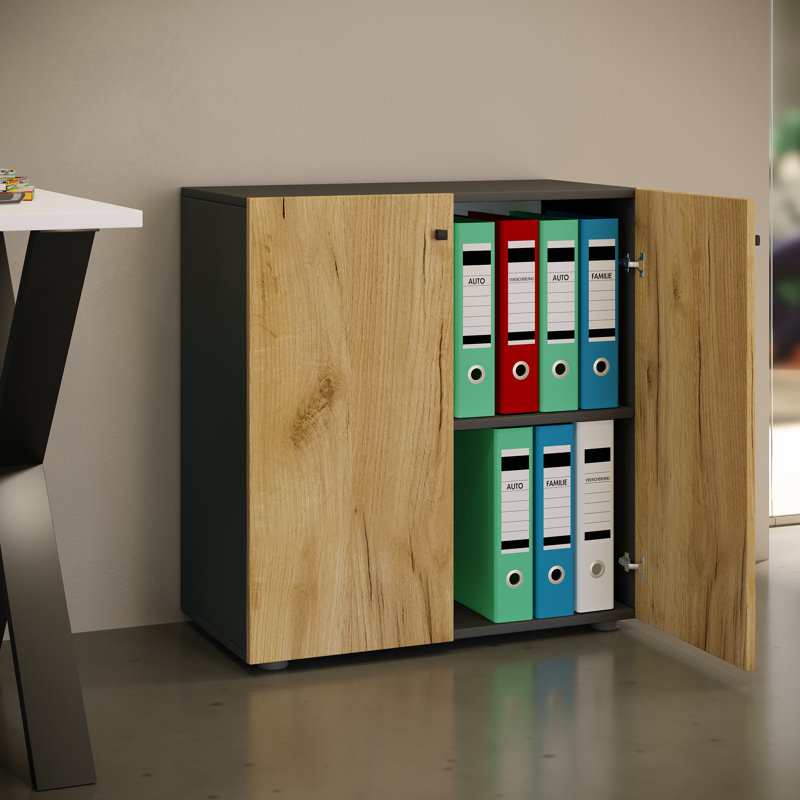 Revaan Storage Cabinet, Black/Natural