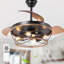 Ventilateur de plafond de style ferme noir de 42 pouces avec lumière et télécommande, moteur à courant continu réversible silencieux, ventilateur de plafond rétractable à 6 vitesses avec cage pour salon