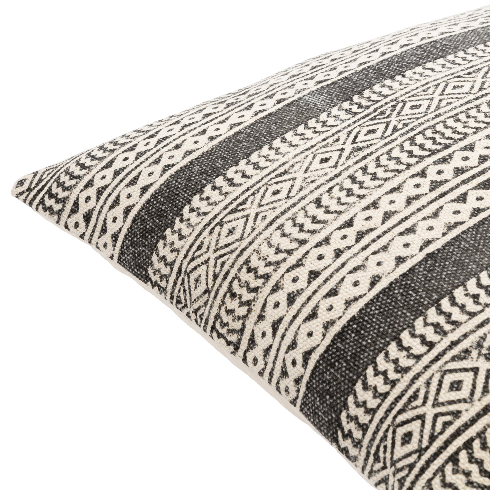 Zetta Geometric Cotton Throw Pillow, Beige/Black, 20" x 20", Pillow Cover Only - No Insert