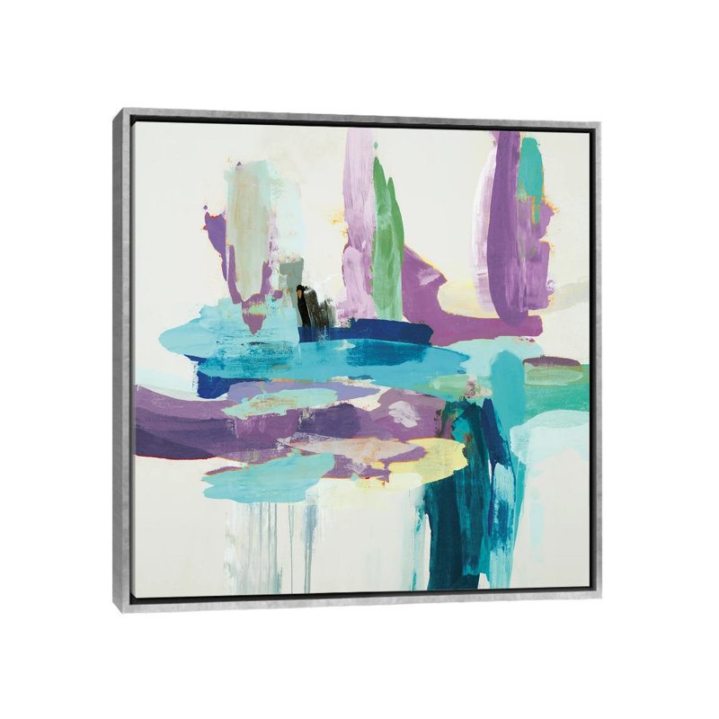 Synergy II - bleu et mauve 6 pièces, H 18 po x l 18 po, Encadrement argenté