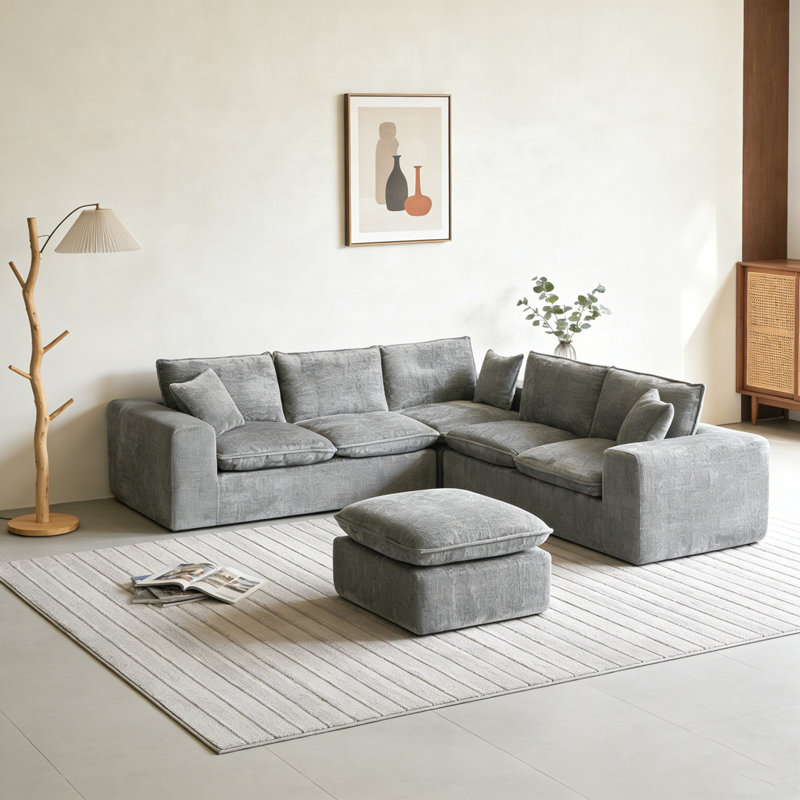 Canapé modulaire en L 107 po, 6, Gris