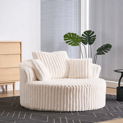 Plush Round Accent Chair – Compression-No Assembly