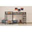 Lit superposé simple en L avec lit mezzanine simple avec bureau et tablette en L, brun
