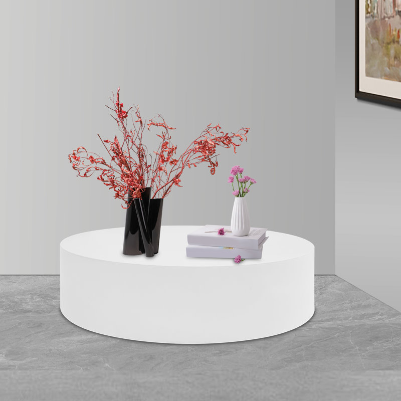 Round Display Pedestal Stand, White
