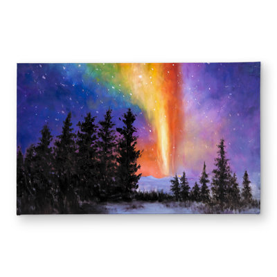 Aurora Borealis in the Forest Door Mat | Contemporary Snow Decor