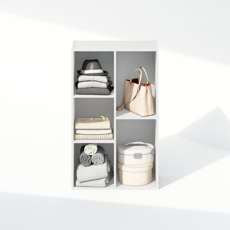 Ebern Designs Reed Reversible Open Shelf Multipurpose Bookcase, Storage Organizer, White, 31.5" H x 19.5" W x 9.4" D