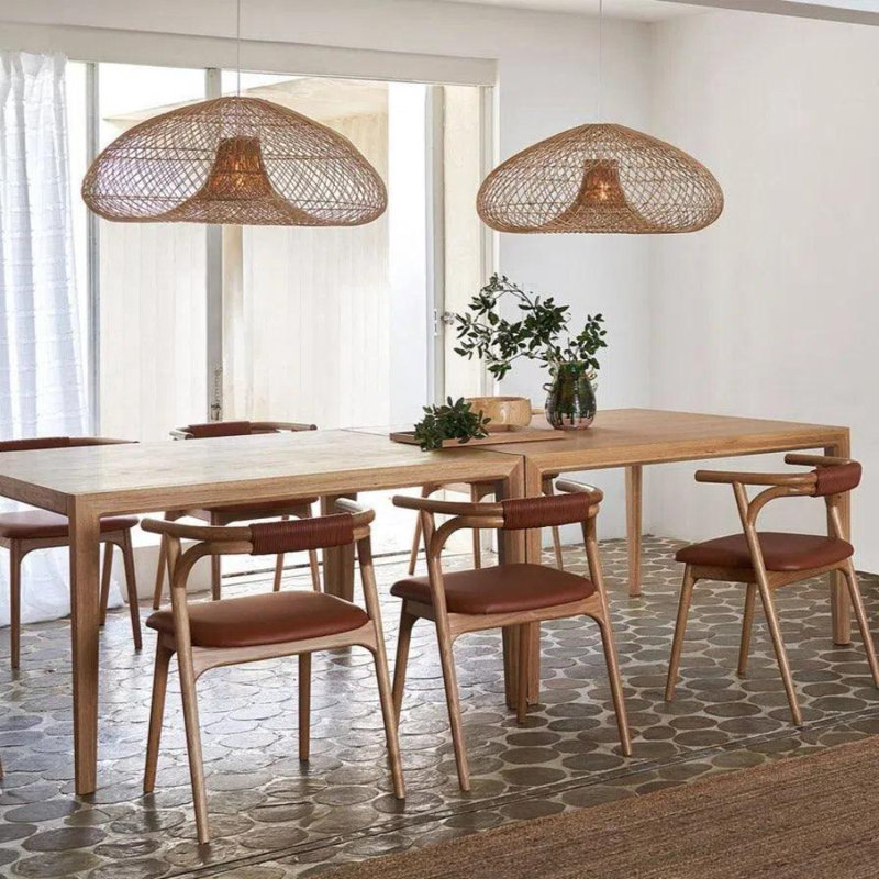 Grand lustre en rotin naturel Aria, H 12 po x l 23 po x P 23 po