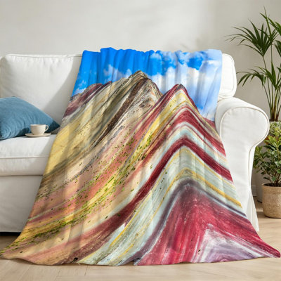 Jeté transparent en flanelle de polaire ultra douce, imprimé arc-en-ciel Viniconca, Pérou