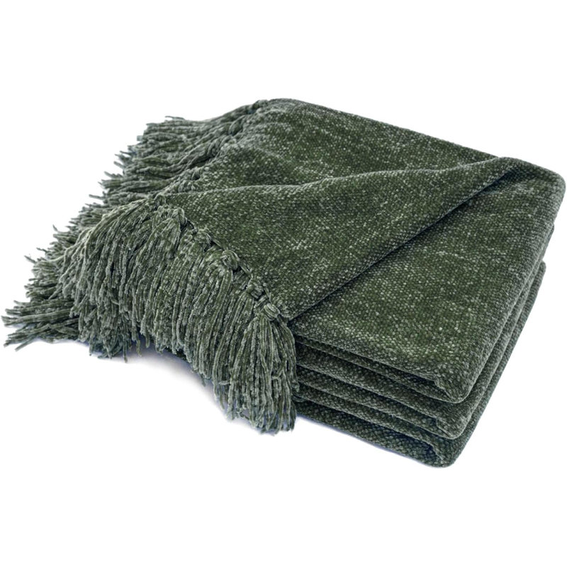 Jeté en chenille douce, L 60 po x l 50 po, Vert foncé