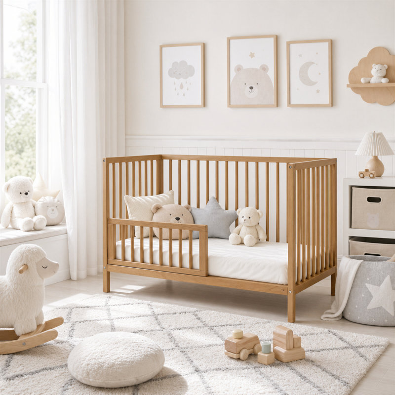 3 Cot Bed, Natural Wood