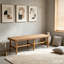 Banc de chambre en bois d'acacia avec siège en similicuir tissé