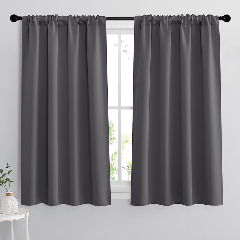 Boria Blackout Curtain Pair, 42" W x 54" L, Gray