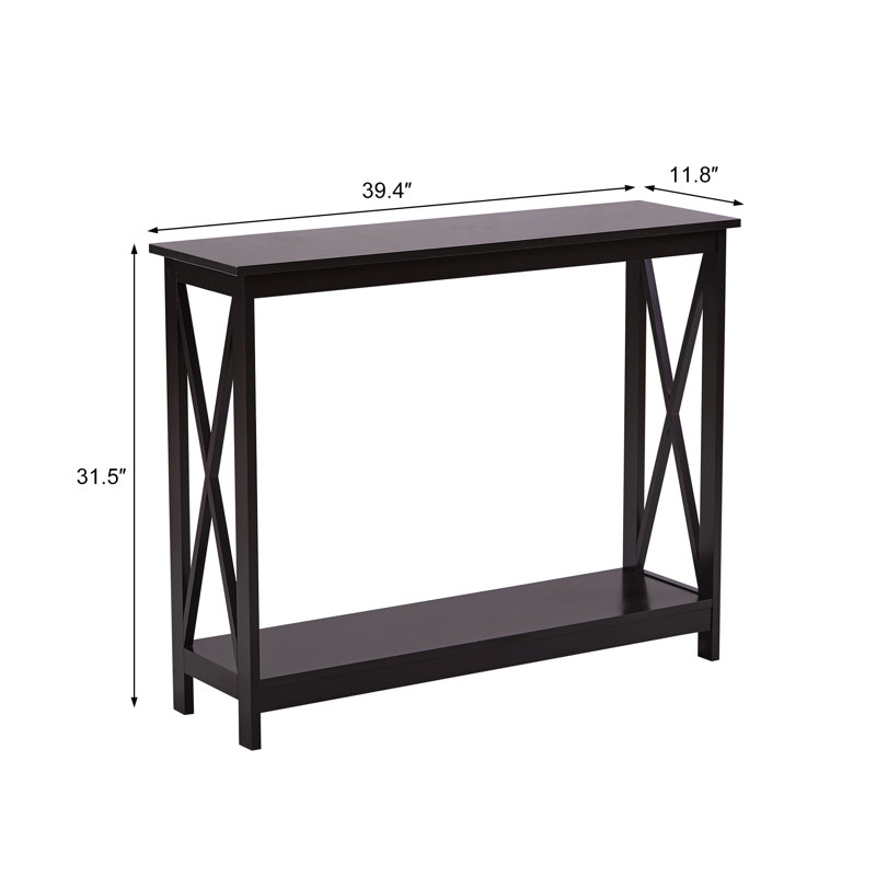 Entryway Table, Expresso Coloured Console, X Frame Design, Open Shelf Storage, Expresso