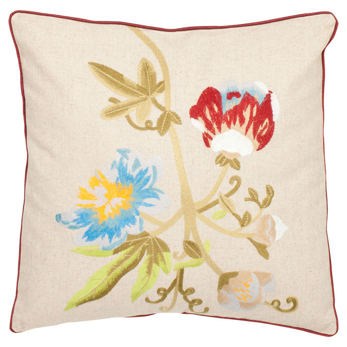 Embroidered Reversible Throw Pillow