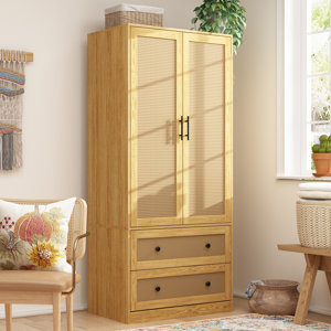 Armoire with Two Storage Drawers - Natural Finish