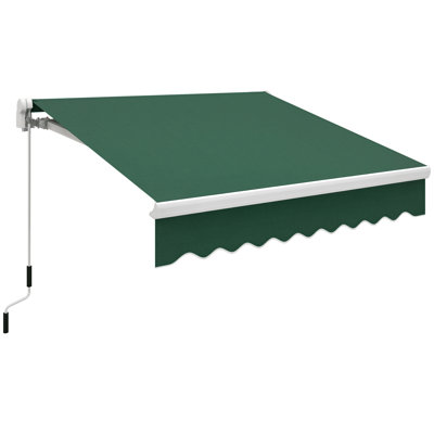 8' X 6.6' Patio Retractable Awning, Manual Exterior Sun Shade Deck Window Cover, Green