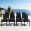 Chaises de patio empilables toutes saisons, tissu en textilène durable avec accoudoirs, structure en métal robuste, chaises de salle à manger d'extérieur à séchage rapide ergonomiques pour la cour et la piscine (noir, 8 pièces)-126637972-109080134