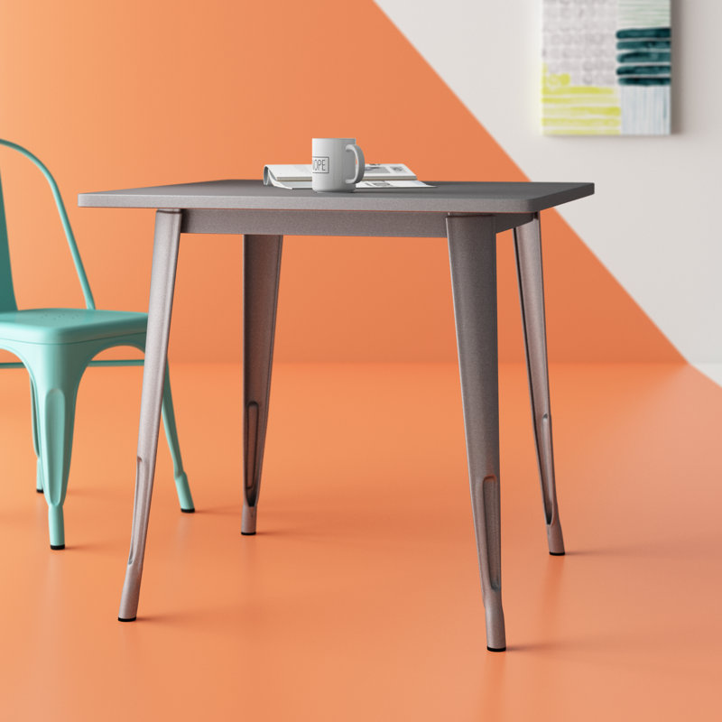 Feodora 31.5'' Square Metal Indoor-Outdoor Table, Silver