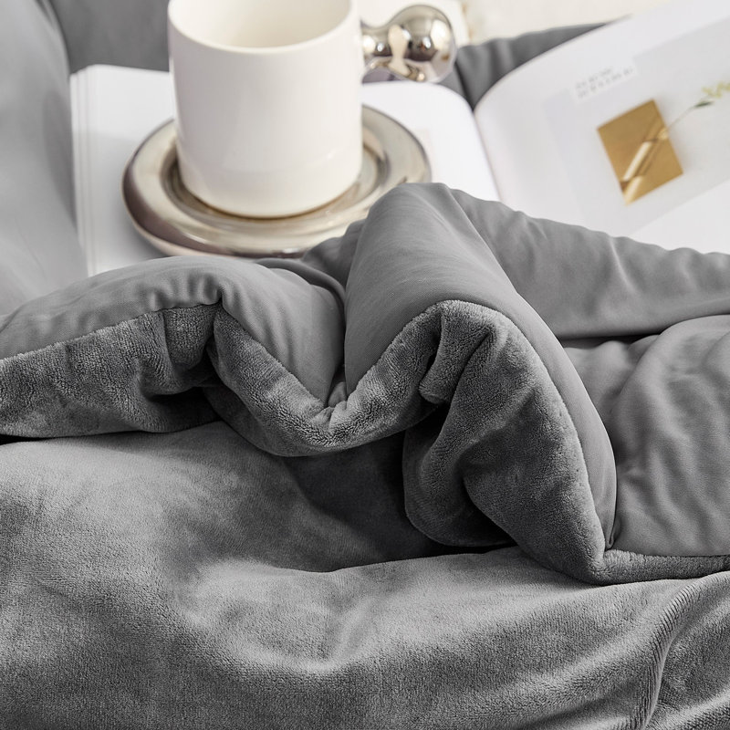 Twin XL Smoked Pearl Plush Comforter Set