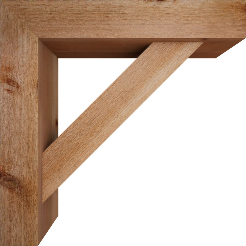 Traditional Block Bracket w/ Offset Brace, 26 x 26, 6"W Western Red Cedar (Rough Sawn)