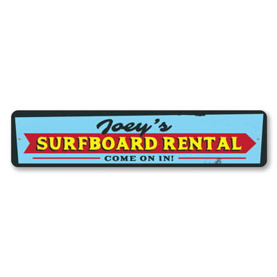 Surfboard Rental Custom Aluminum Sign