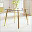 42" Round Tempered Glass Dining Table with Gold Legs
