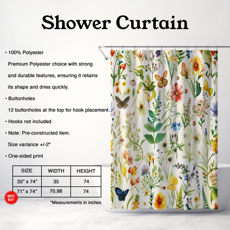 Spring Blend - Rideau de douche Premium, H 74 po x l 71 po