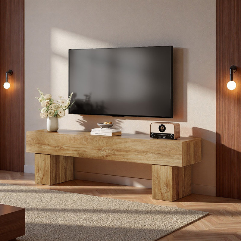 63" TV Stand, Farmhouse Entertainment Center, Brown