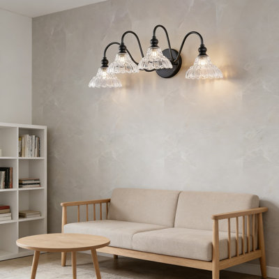 Applique murale rétro avec abat-jour en verre, luminaire de meuble-lavabo moderne en laiton 3 lumières pour salle de bain, chambre à coucher, couloir et entrée