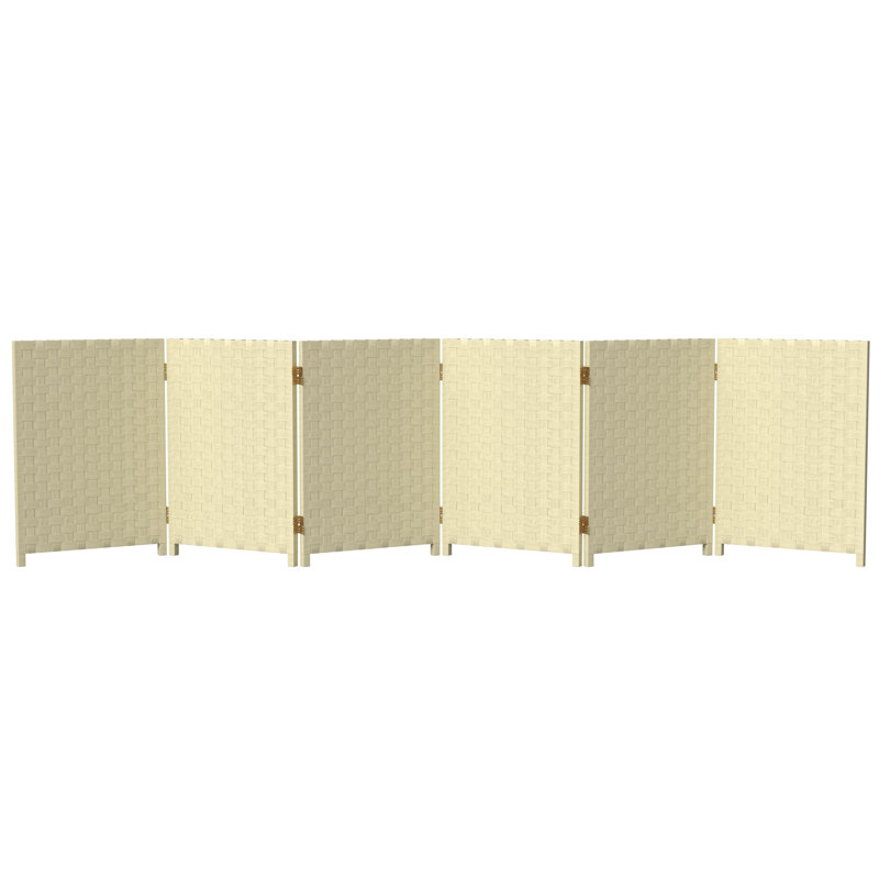 Akrivi Paravent court en fibre tissée, 6, Beige