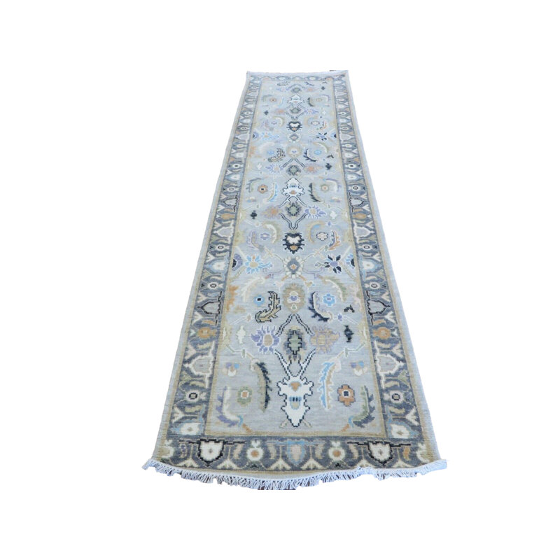 Tapis de couloir oriental moderne gris noué à la main 3 pi 1 po x 12 pi 1 po 8C7C76EE584E4C6E9FE11265A2AB5DAF