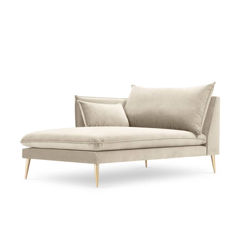 Adoraim Velvet Chaise Lounge, Left-Arm Chaise, Gold, Beige