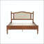 Full Size Wooden Platform Bed with Natural Rattan Headboard and Wooden Slat Support-214291834-214291839