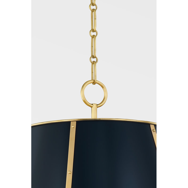 Cambridge Stainless Steel 4-Light Chandelier, Aged Brass/Darkest Blue