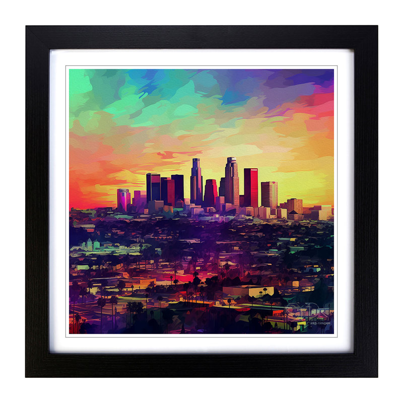City Of Los Angeles Digital - Framed Print, Black