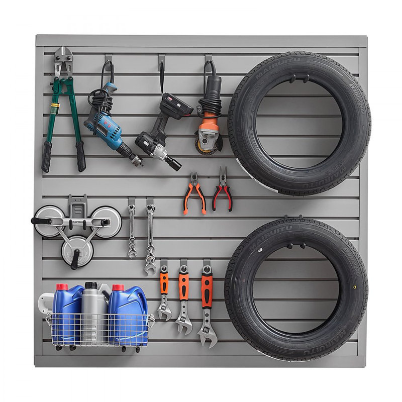 Panneau de garage à lattes en PVC 4 x 4 pi avec conception modulaire, Gris