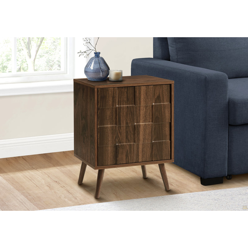 Table d'appoint, bout, table d'appoint, petit, rangement, lampe, stratifié noyer, moderne