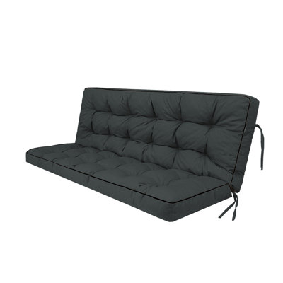 3-Seater Outdoor Porch Swing Cushion with Backrest, 55x40x5 Inch, Dark Grey