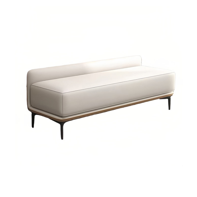 Genuine Leather Upholstered Bench, 19.68" H x 59.05" W x 18.11" D, Off-White