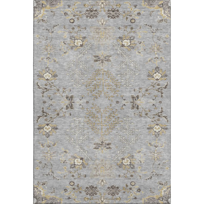 Premium Machine Washable Gurubaksh AMF1156 Floral Rug