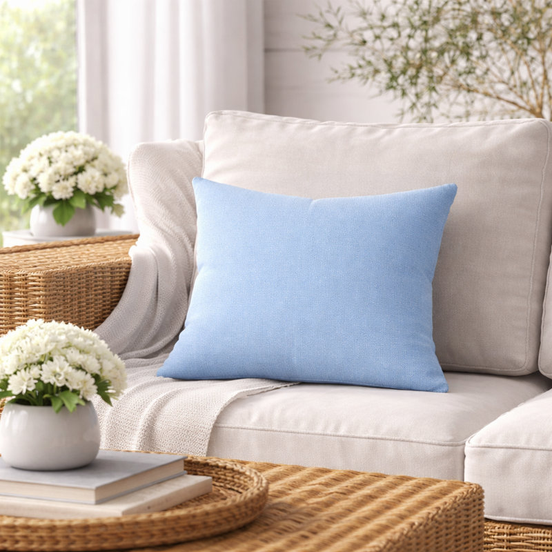 Jem Gabi Sunbrella® Indoor/Outdoor Throw Pillow, Square 16", Canvas Air Blue Sunbrella® Canvas