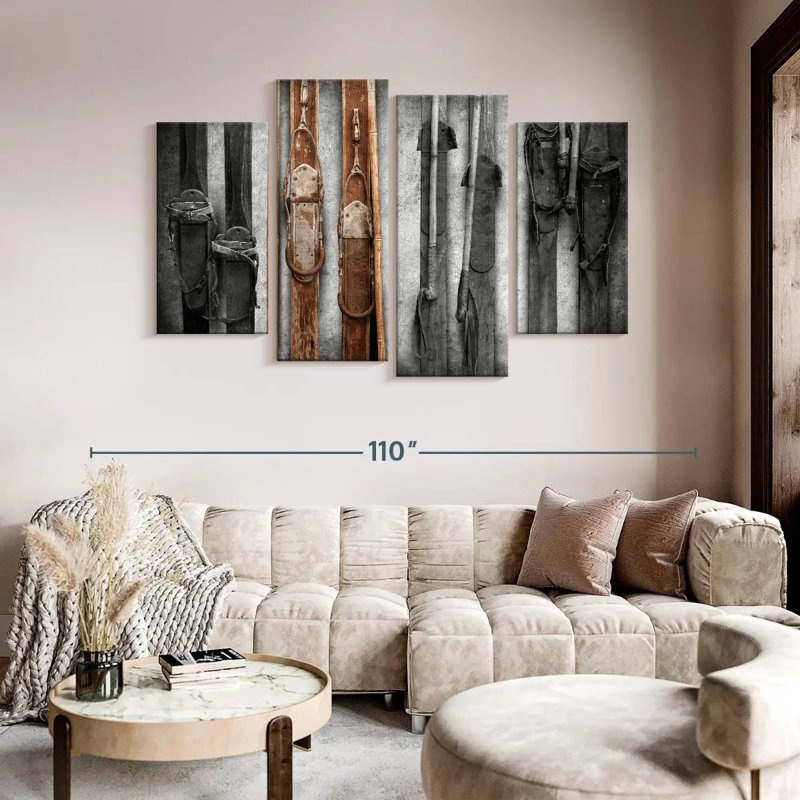 Impression sur toile de plusieurs pièces de la collection Ski, H 84 po x l 54 po x P 1,25 po