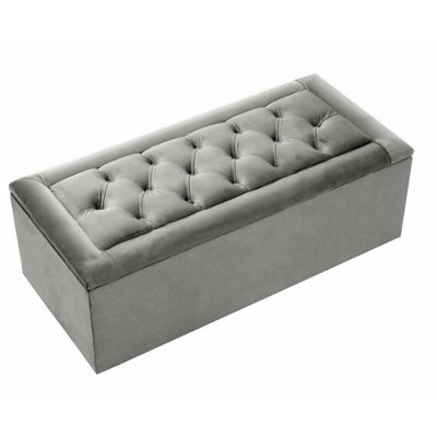 Nylah 102 cm W Chenille Tufted Rectangle Ottoman with Storage