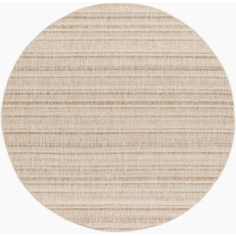 Tapis intérieur / extérieur brun clair Carllene Bellino, Rond 5 pi 3 po