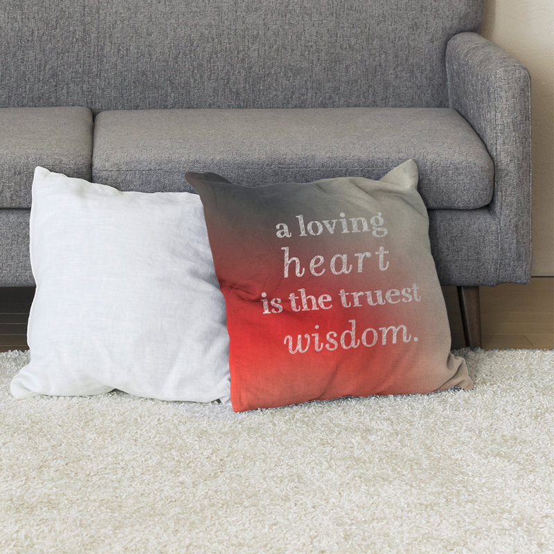 Coussin de sol amour & sagesse, H 36 po x l 36 po, Blanc/rouge