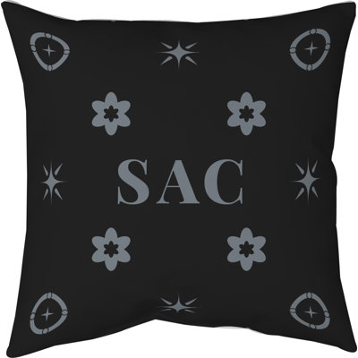 Sacramento Basketball Colors Black Cotton Twill Pillow 14 Inch