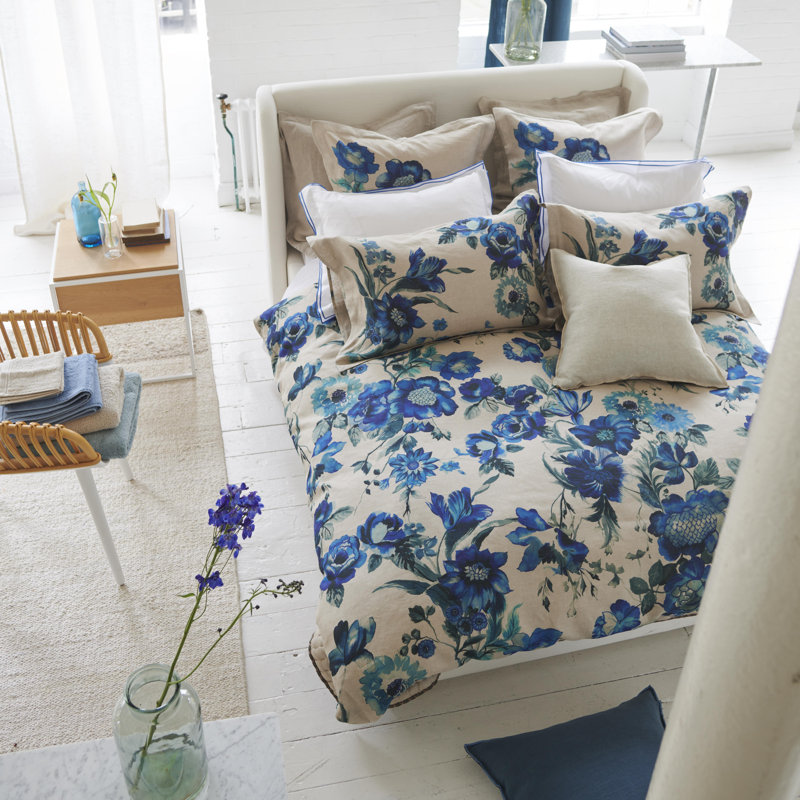 Hirigana Indigo Duvet Cover, King Duvet Cover